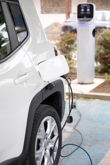 close up electric car charging